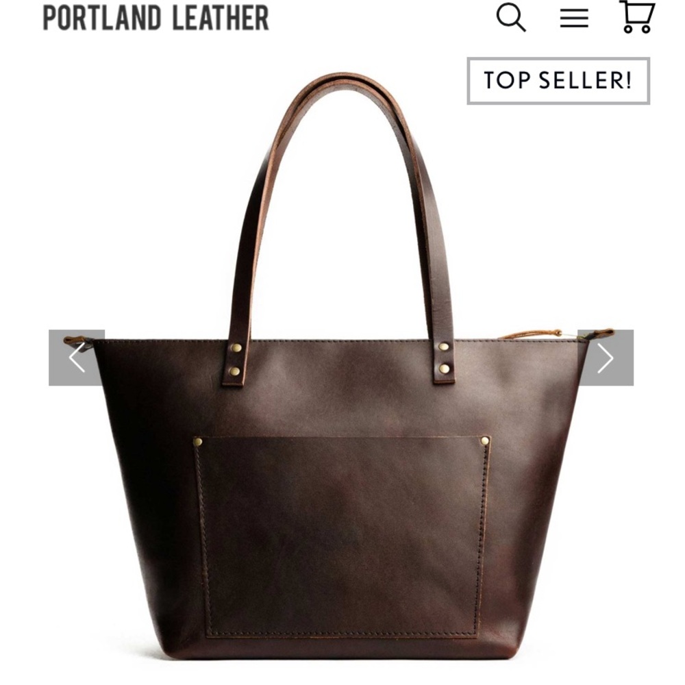 LIKE NEW Portland Leather Tote Bag size Medium with Zipper in color Grizzly